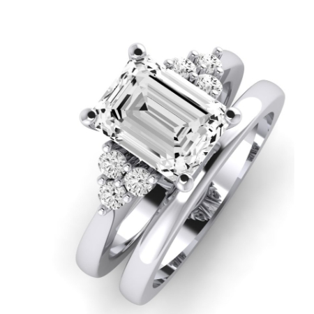 Alyssa Moissanite Matching Band Only (does Not Include Engagement Ring) For Ring With Emerald Center Jewelry 2