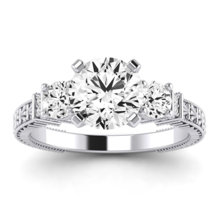Angelonia Moissanite Matching Band Only (does Not Include Engagement Ring) For Ring With Round Center Jewelry 3