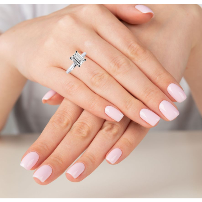 Emerald Diamond Engagement Ring (Clarity Enhanced) Engagement Rings 5