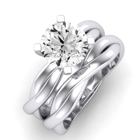 Baneberry Moissanite Matching Band Only (does Not Include Engagement Ring)  For Ring With Round Center Jewelry 2