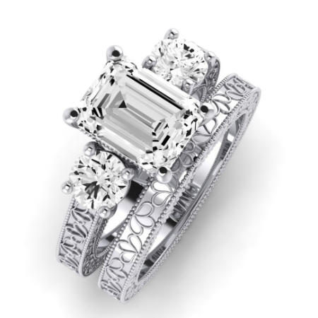 Emerald Diamond Bridal Set (Clarity Enhanced) Wedding 2