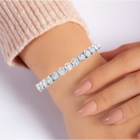 Sydney Round Bezel Set Modern Diamond Bracelet (clarity Enhanced) Jewelry 2