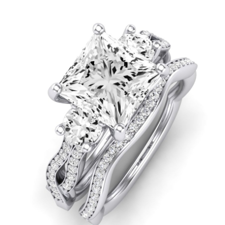 Bottlebrush Moissanite Matching Band Only (does Not Include Engagement Ring) For Ring With Princess Center Jewelry 2