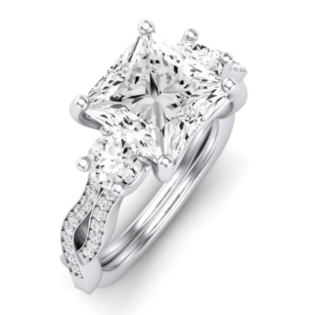 Bottlebrush Moissanite Matching Band Only (does Not Include Engagement Ring) For Ring With Princess Center Jewelry 4
