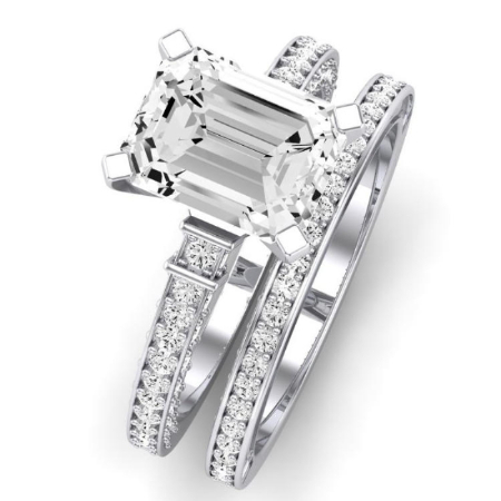 Daphne Diamond Matching Band Only ( Engagement Ring Not Included) For Ring With Emerald Center Jewelry 2