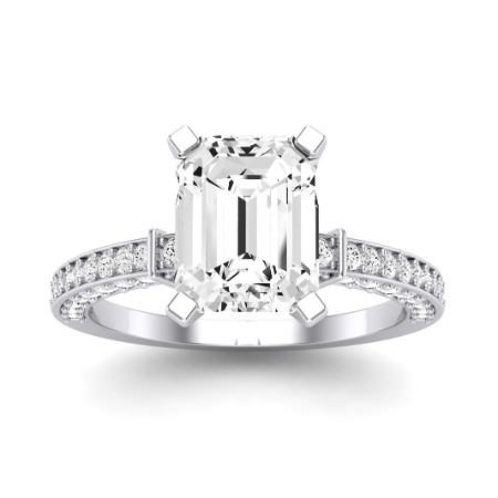 Daphne Moissanite Matching Band Only ( Engagement Ring Not Included) For Ring With Emerald Center Jewelry 3