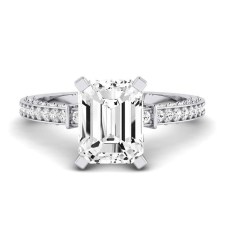 Daphne Moissanite Matching Band Only ( Engagement Ring Not Included) For Ring With Emerald Center Jewelry 6