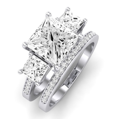 Dietes Moissanite Matching Band Only (does Not Include Engagement Ring) For Ring With Princess Center Jewelry 2