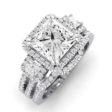 Erica Moissanite Matching Band Only (does Not Include Engagement Ring) For Ring With Princess Center Jewelry 2
