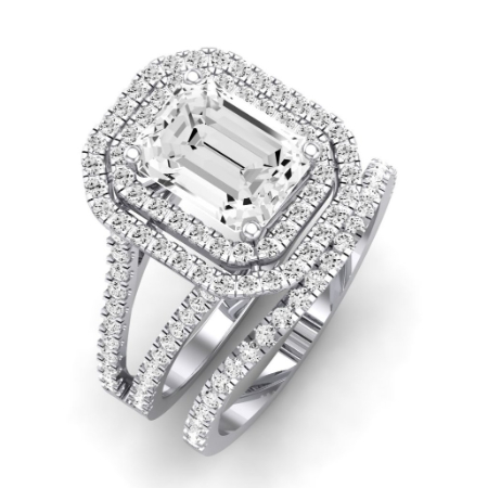Flora Moissanite Matching Band Only (engagement Ring Not Included) For Ring With Emerald Center Jewelry 2