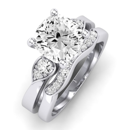 Hibiscus Diamond Matching Band Only (does Not Include Engagement Ring)  For Ring With Cushion Center Jewelry 2