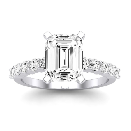 Magnolia Moissanite Matching Band Only ( Engagement Ring Not Included) For Ring With Emerald Center Jewelry 3