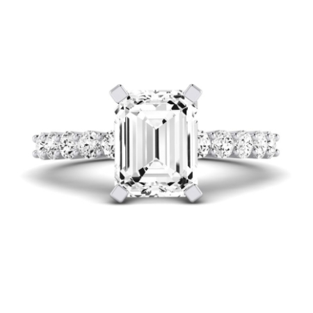 Magnolia Moissanite Matching Band Only ( Engagement Ring Not Included) For Ring With Emerald Center Jewelry 6