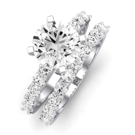 Magnolia Moissanite Matching Band Only (does Not Include Engagement Ring) For Ring With Round Center Jewelry 2