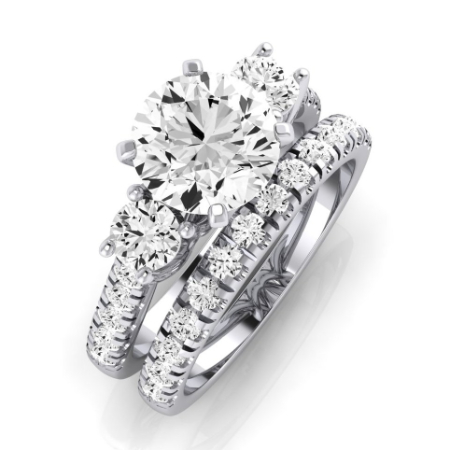 Primrose Moissanite Matching Band Only ( Engagement Ring Not Included) For Ring With Round Center Jewelry 2