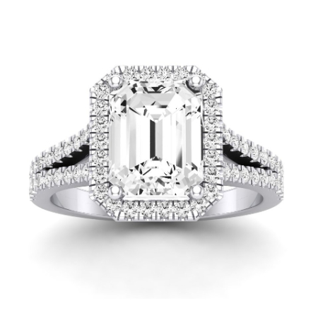 Silene Moissanite Matching Band Only ( Engagement Ring Not Included) For Ring With Emerald Center Jewelry 3