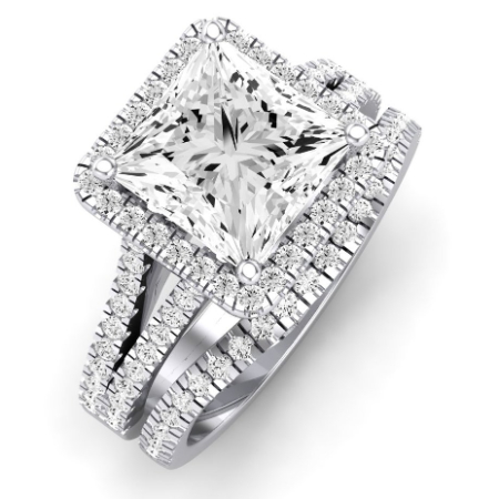 Silene Moissanite Matching Band Only ( Engagement Ring Not Included) For Ring With Princess Center Jewelry 2