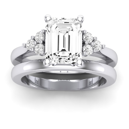 Alyssa Moissanite Matching Band Only (does Not Include Engagement Ring) For Ring With Emerald Center Jewelry 1