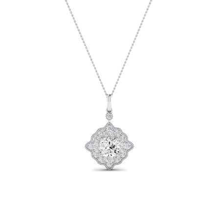 0.6ct Cushion Cut Moissanite Halo Necklace