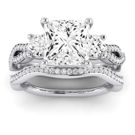 Bottlebrush Moissanite Matching Band Only (does Not Include Engagement Ring) For Ring With Princess Center Jewelry 1
