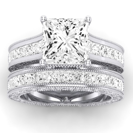 Edelweiss Moissanite Matching Band Only (does Not Include Engagement Ring) For Ring With Princess Center Jewelry 1