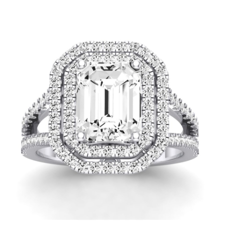 Emerald Moissanite Engagement Ring