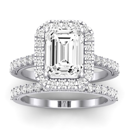 Florizel Moissanite Matching Band Only (does Not Include Engagement Ring) For Ring With Emerald Center Jewelry 1