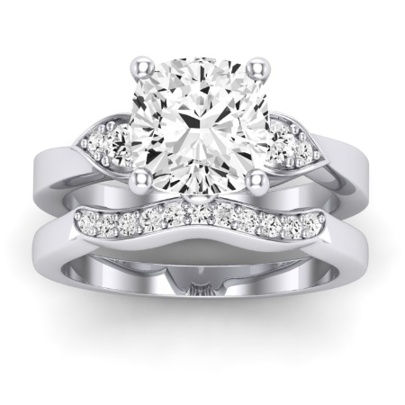 Hibiscus Diamond Matching Band Only (does Not Include Engagement Ring)  For Ring With Cushion Center Jewelry 1