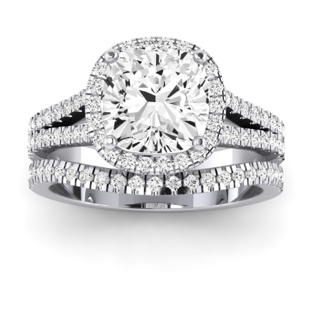 Silene Diamond Matching Band Only ( Engagement Ring Not Included) For Ring With Cushion Center Jewelry 1
