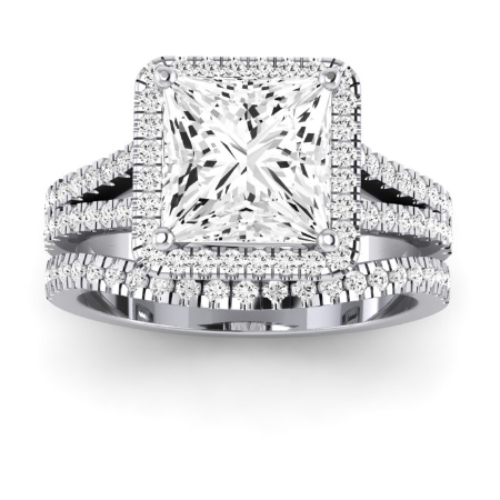 Silene Moissanite Matching Band Only ( Engagement Ring Not Included) For Ring With Princess Center
