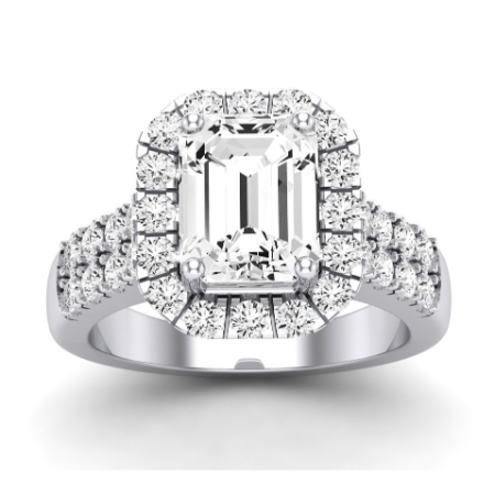 Emerald Diamond Engagement Ring (Clarity Enhanced)