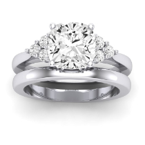 Alyssa Moissanite Matching Band Only (does Not Include Engagement Ring) For Ring With Cushion Center