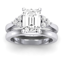 Alyssa Moissanite Matching Band Only (does Not Include Engagement Ring) For Ring With Emerald Center