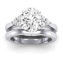 Alyssa Moissanite Matching Band Only (does Not Include Engagement Ring) For Ring With Oval Center