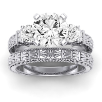Angelonia Moissanite Matching Band Only (does Not Include Engagement Ring) For Ring With Round Center