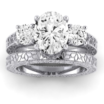 Belladonna Moissanite Matching Band Only (does Not Include Engagement Ring) For Ring With Oval Center