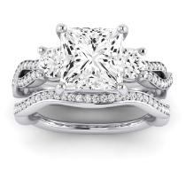 Bottlebrush Moissanite Matching Band Only (does Not Include Engagement Ring) For Ring With Princess Center