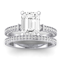 Daphne Moissanite Matching Band Only ( Engagement Ring Not Included) For Ring With Emerald Center