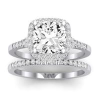 Desert Rose Moissanite Matching Band Only (engagement Ring Not Included) For Ring With Cushion Center