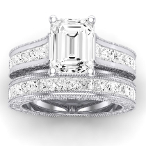 Edelweiss Moissanite Matching Band Only (does Not Include Engagement Ring) For Ring With Emerald Center