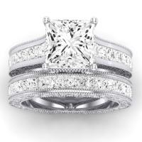 Edelweiss Moissanite Matching Band Only (does Not Include Engagement Ring) For Ring With Princess Center
