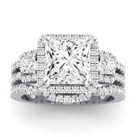 Erica Moissanite Matching Band Only (does Not Include Engagement Ring) For Ring With Princess Center