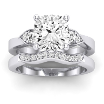 Hibiscus Diamond Matching Band Only (does Not Include Engagement Ring)  For Ring With Cushion Center