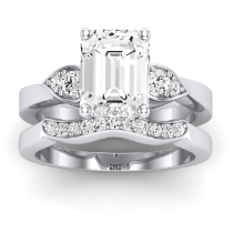 Hibiscus Diamond Matching Band Only (does Not Include Engagement Ring)  For Ring With Emerald Center